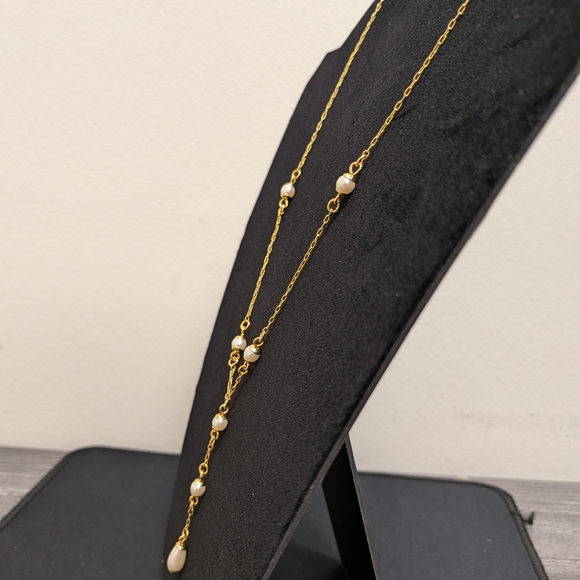 Avon Gold Necklace with Pearl Accents - Picture 3 of 7